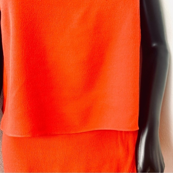 Sandro V-Neck Shift Bow Accent Redish Orange.Short (Mini) Length Dress. Sz 1 - Picture 4 of 15